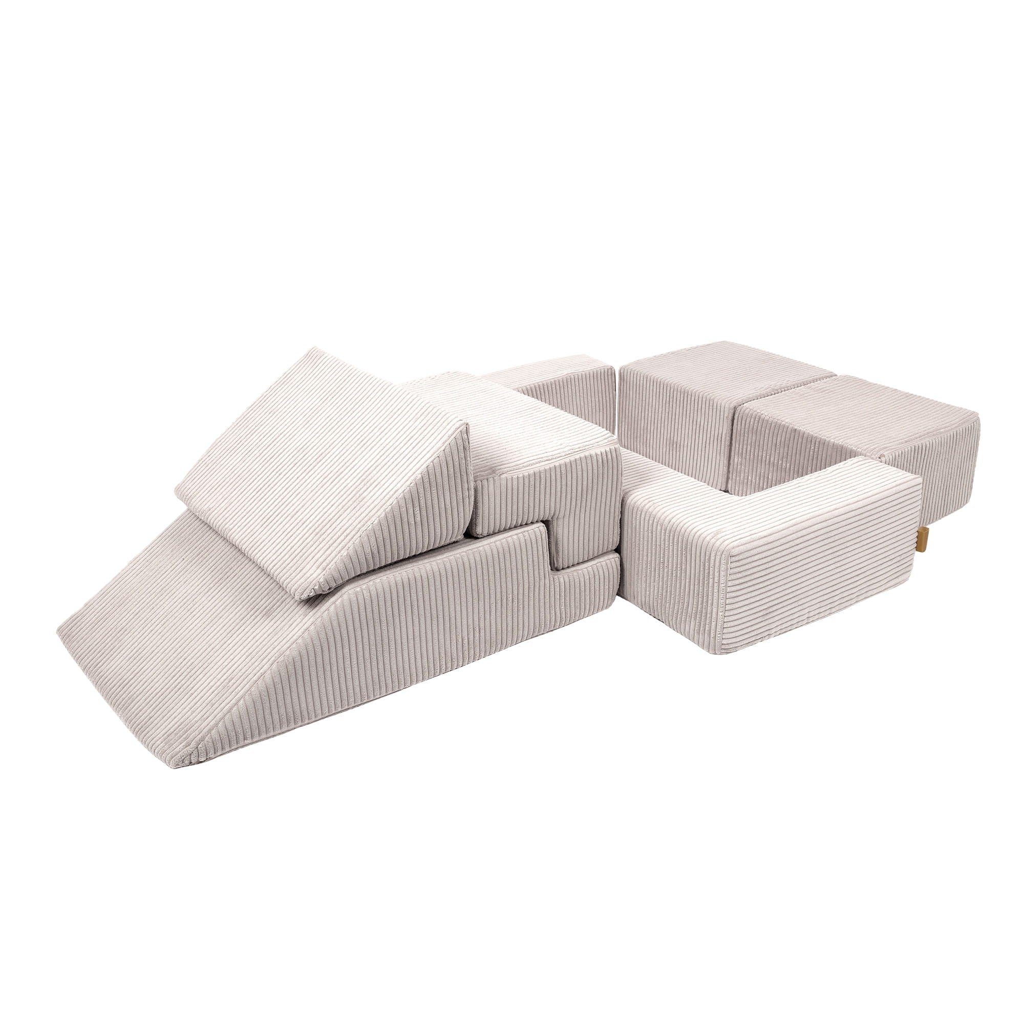 Soft Velvet Modular Play Sofa in Ecru