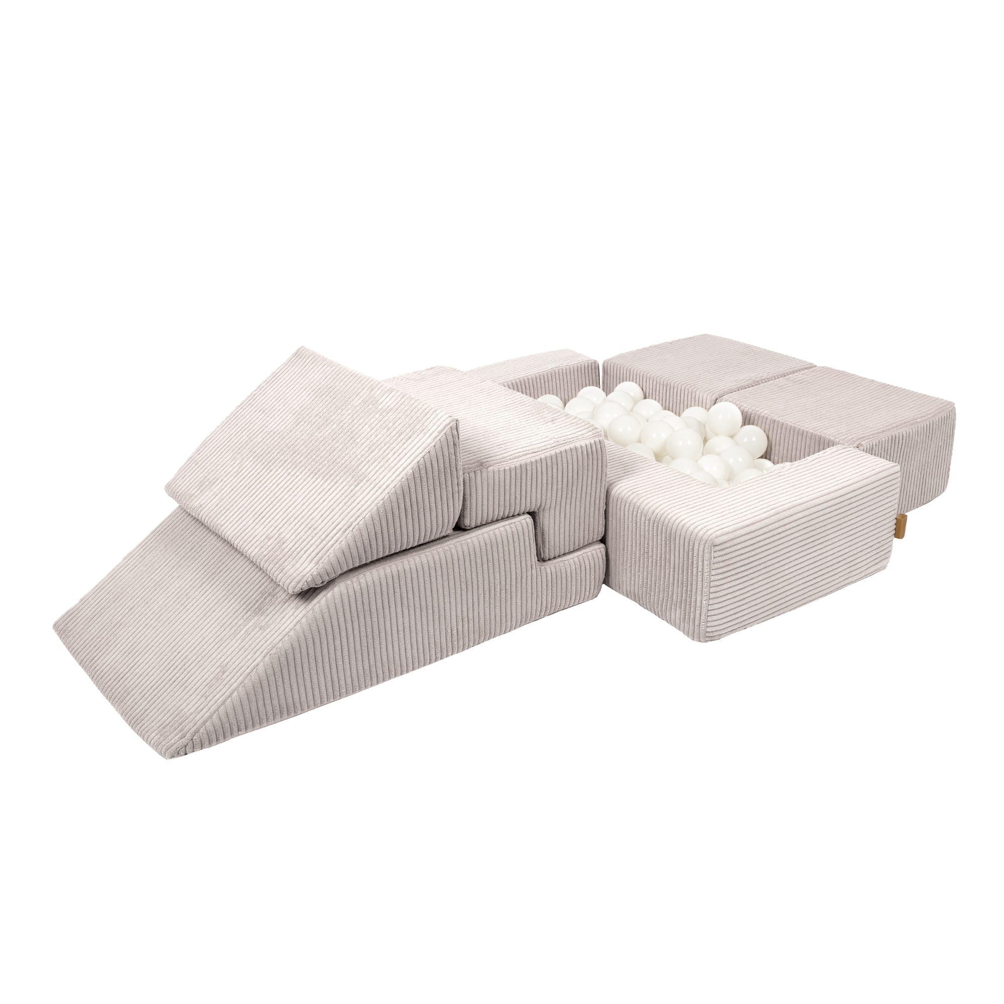 Soft Velvet Modular Play Sofa in Ecru