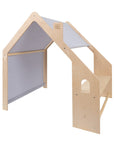 MeowBaby® White Wooden House for Kids - Blue Roof