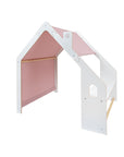 MeowBaby® White Wooden House for Kids - Pink Roof