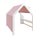 MeowBaby® White Wooden House for Kids - Pink Roof
