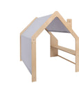 MeowBaby® Natural Wooden House for Kids - Blue Roof