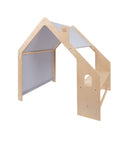 MeowBaby® Natural Wooden House for Kids - Blue Roof