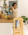 Natural Wooden Kitchen Helper Stool for Children