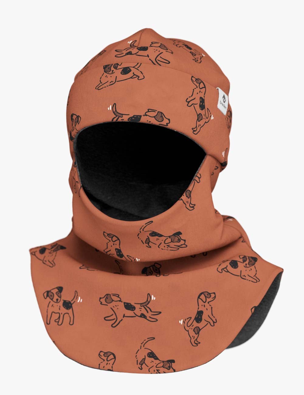 Kids Merino Balaclava in Copper Dogs Print