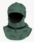 Cozy Merino Wool Balaclava for Kids in Green Dogs Print
