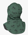 Cozy Merino Wool Balaclava for Kids in Green Dogs Print