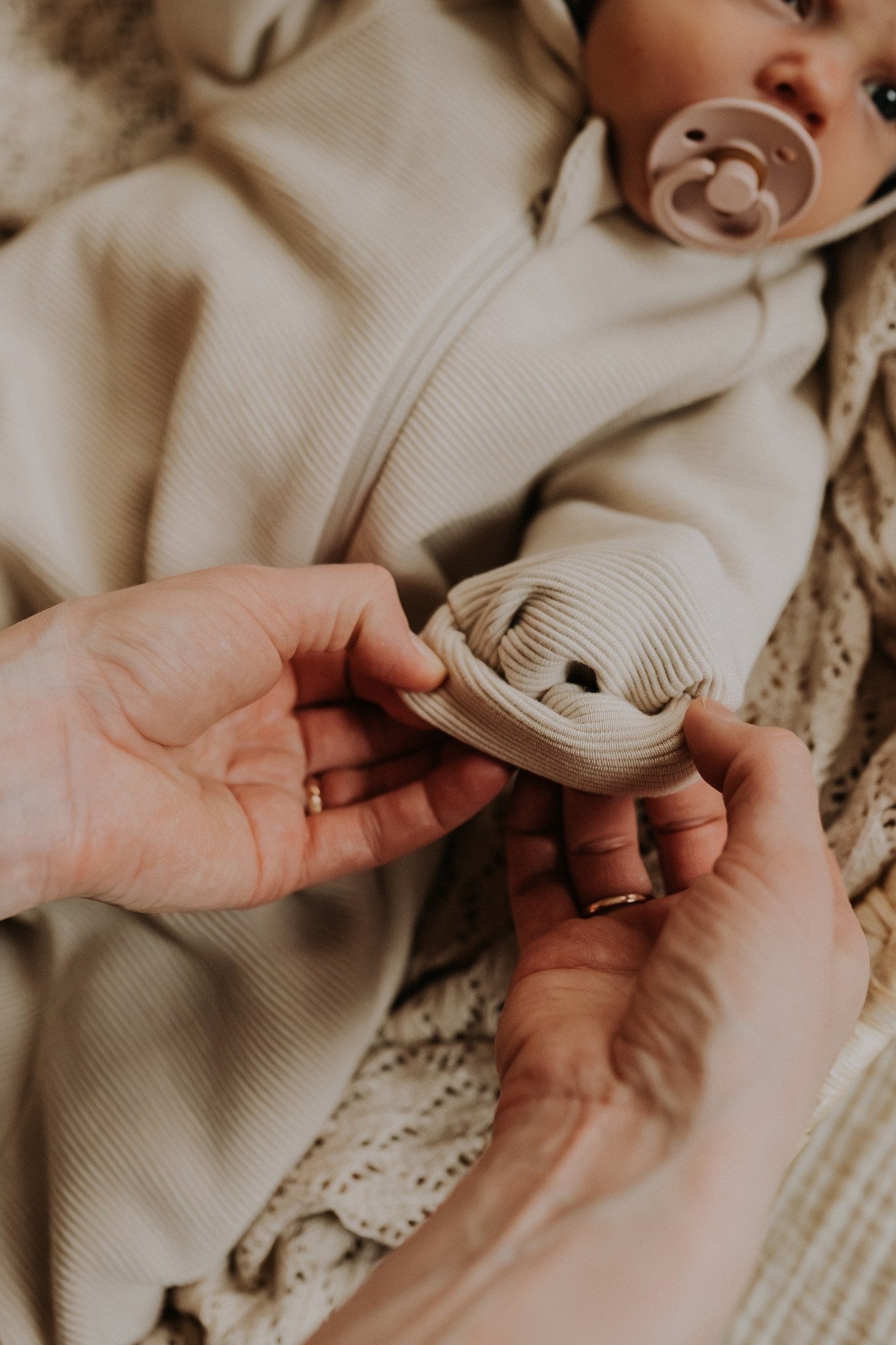 Beige Merino Wool Baby Romper Milo