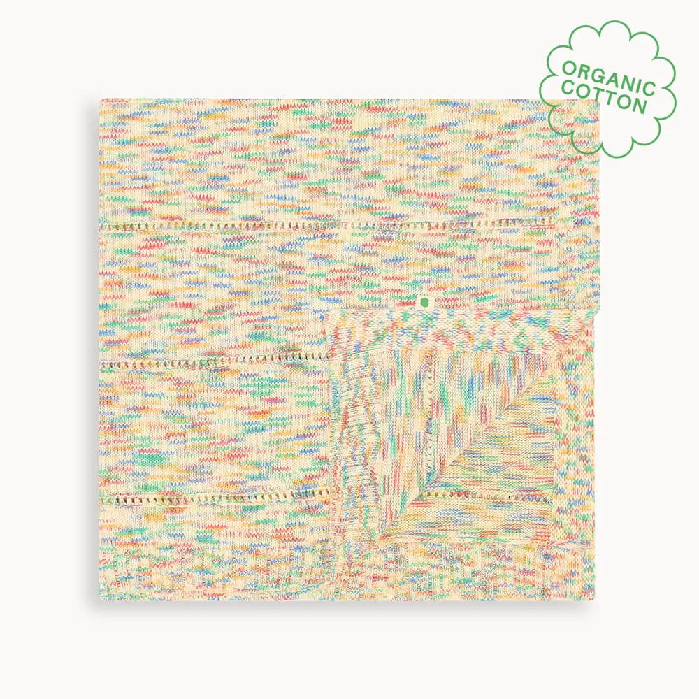 Personalised Space-Dye Organic Cotton Knitted Baby Blanket