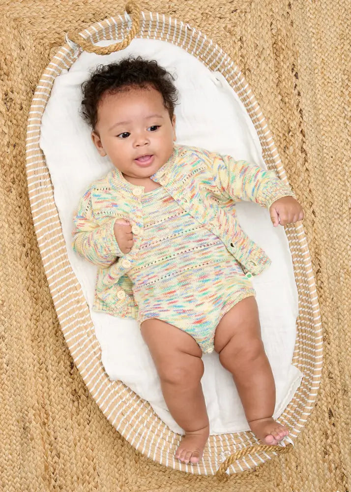 Space-Dye Organic Cotton Baby &amp; Kids Cardigan- Meteor