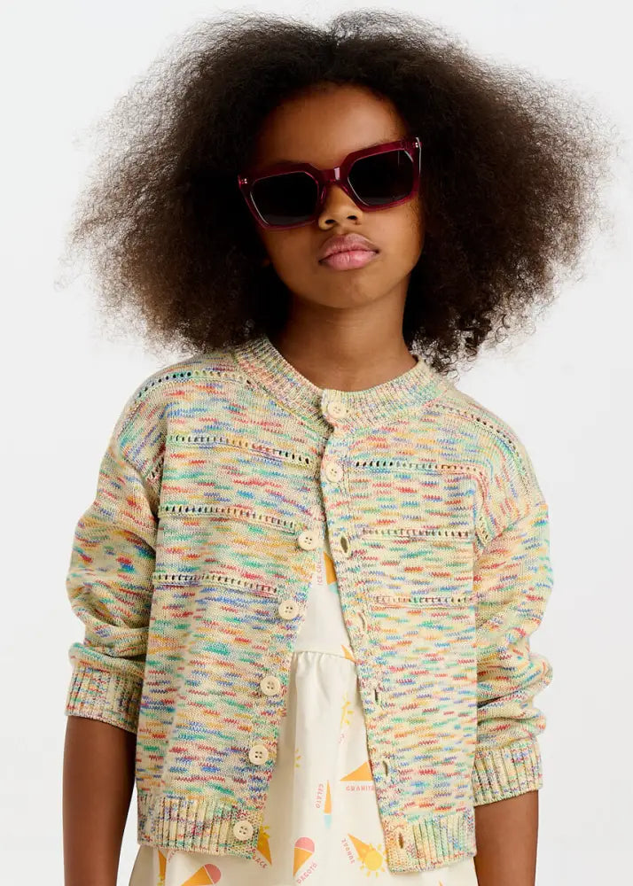 Space-Dye Organic Cotton Baby &amp; Kids Cardigan- Meteor