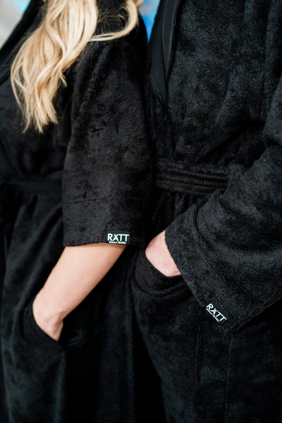 Mid-Length Bamboo Terry Robe for Women - Black