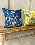 Navy Floral watercolour art Cushion 'Midnight' double sided design, made from Vegan friendly Suede