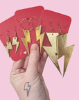 Extra large gold lightning bolt earrings