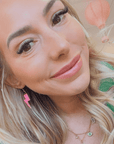 Mini neon pink cork lightning bolt earrings
