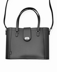 Leather Mini Twist Lock Shopper Bag - Black