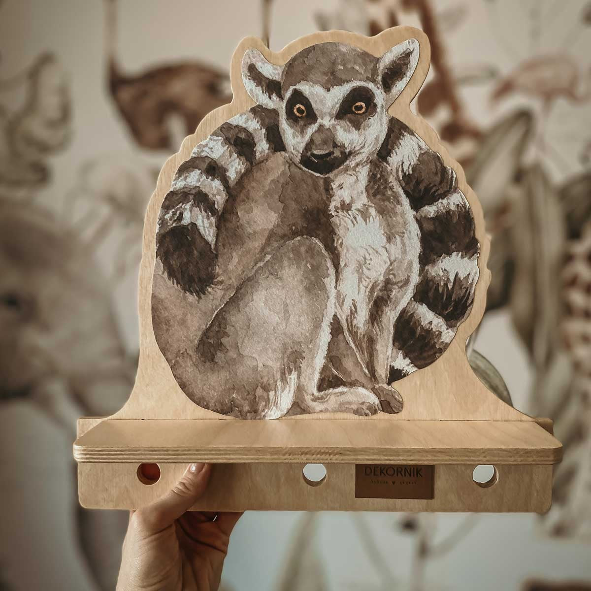 Mini Wall Shelf with Lemur Design