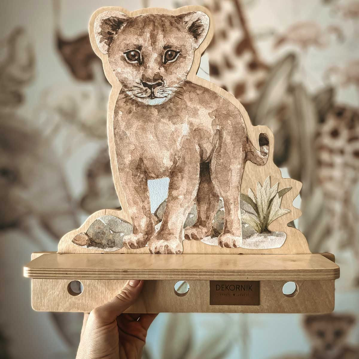 Mini Wall Shelf with Lion Design