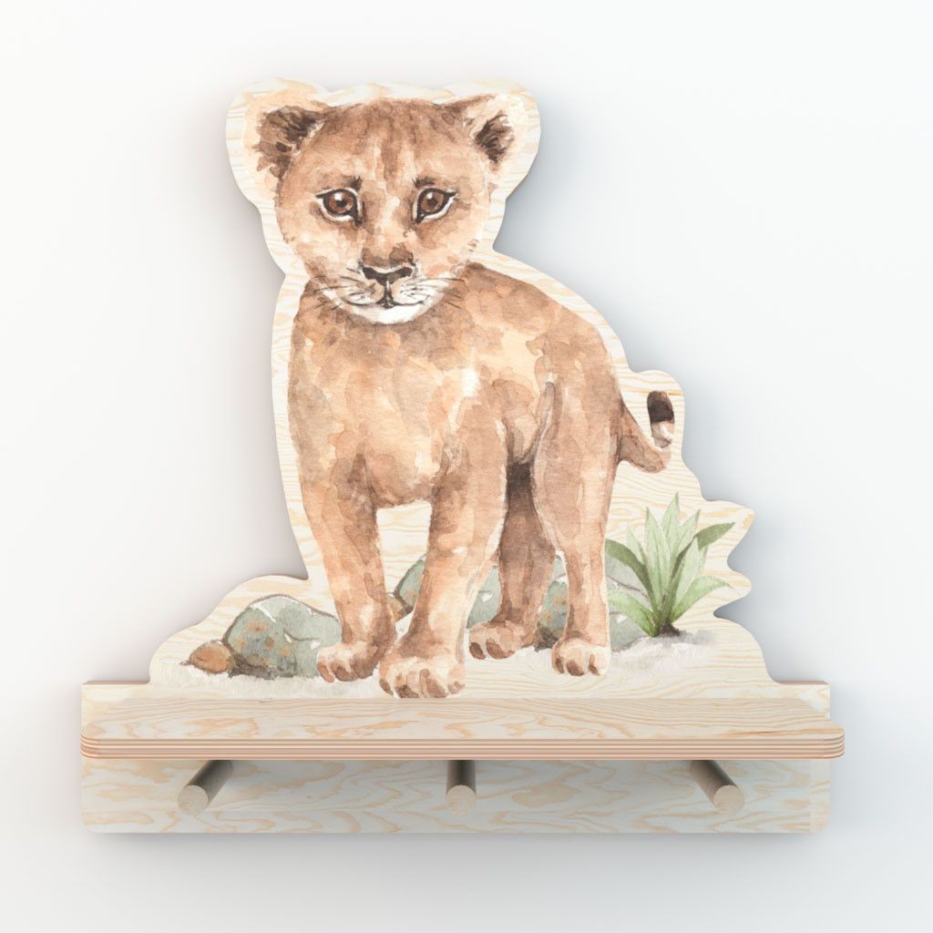 Mini Wall Shelf with Lion Design
