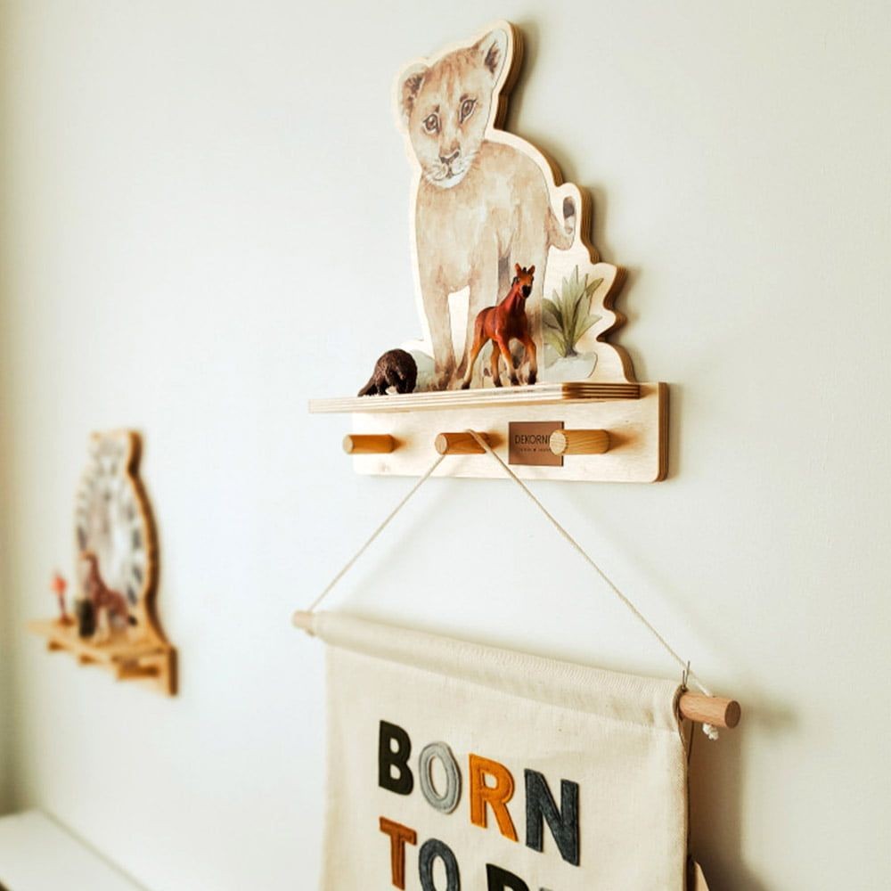 Mini Wall Shelf with Lion Design