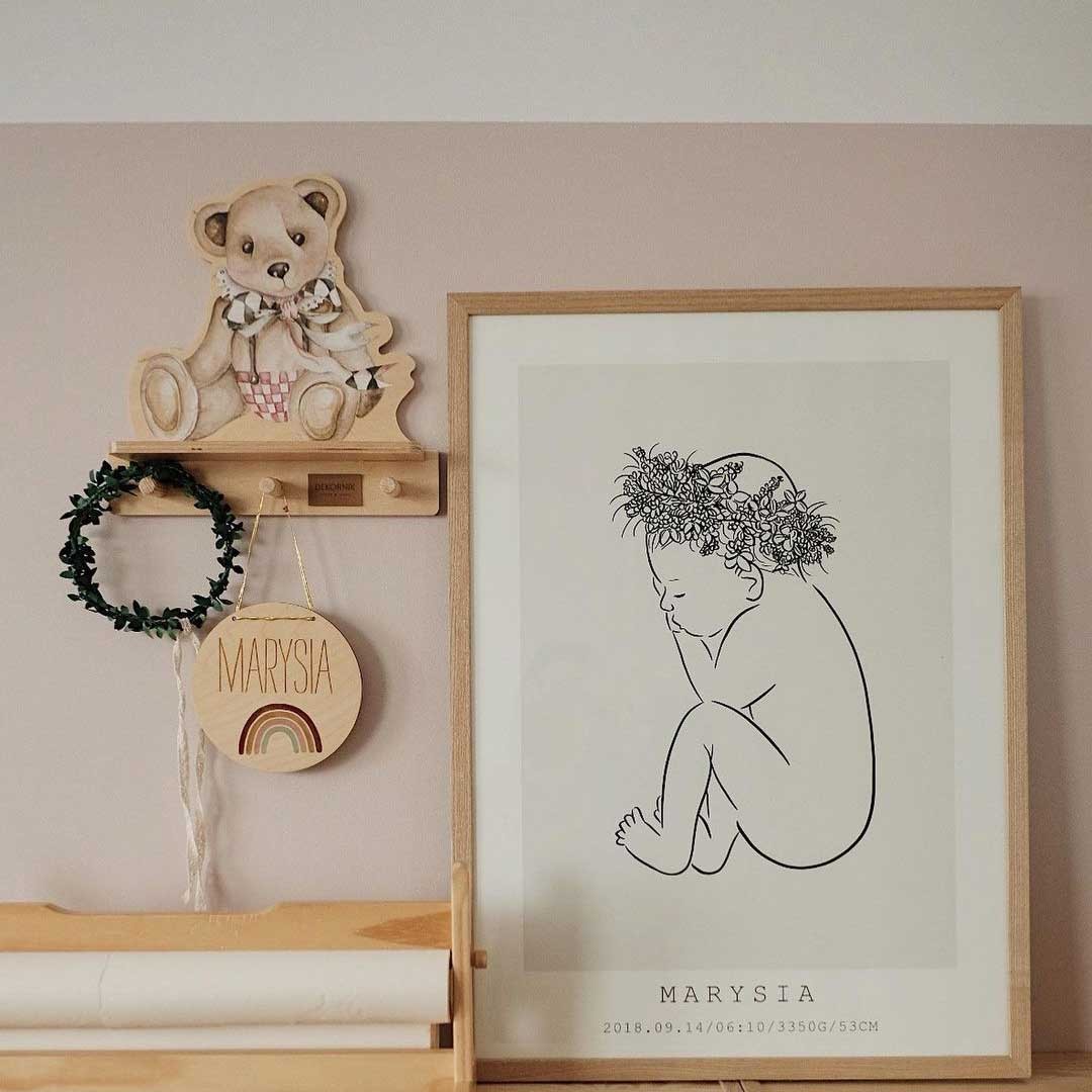 Mini Wall Shelf with Teddy Bear Motif
