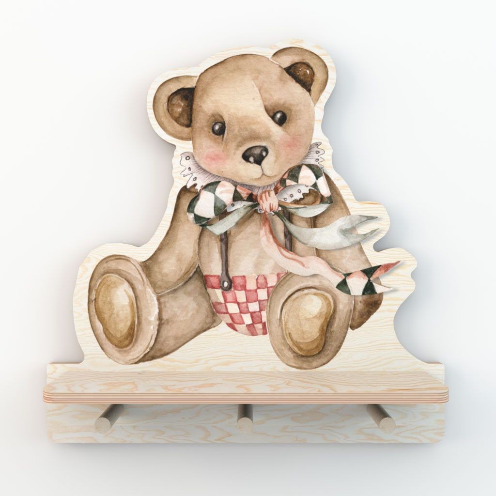 Mini Wall Shelf with Teddy Bear Motif