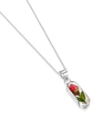 Miniature Rose Oval Pendant Necklace