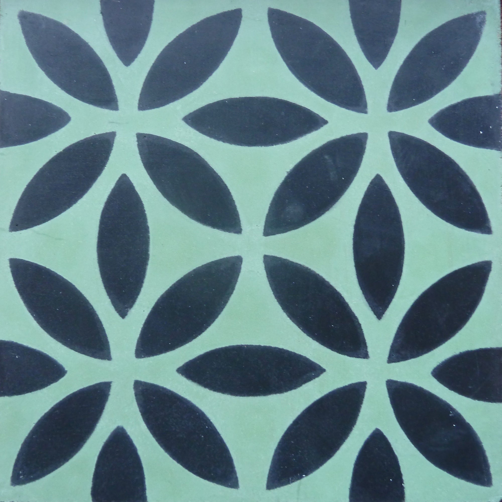 Premium OASIS Cement Tile in yellow and blue, timeless elegant handcrafted floor and wall tiles, best-selling bathroom and kitchen tiles, needs sealing by Maria Starling Design at brixbailey.com