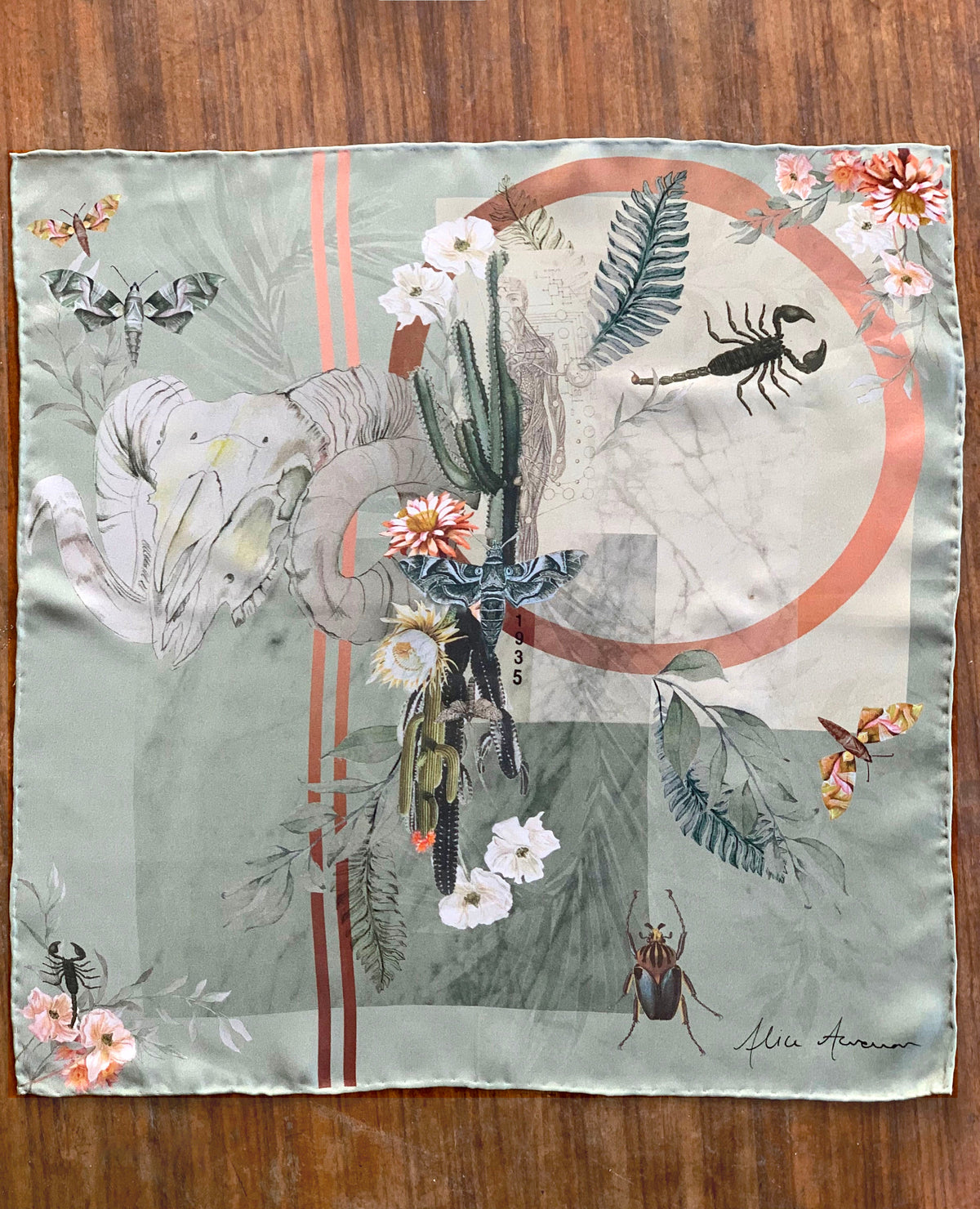Sage Green Luxury Silk Pocket Square and tie men's Gift set 'Mirage' design inspired by Arizona Desert
