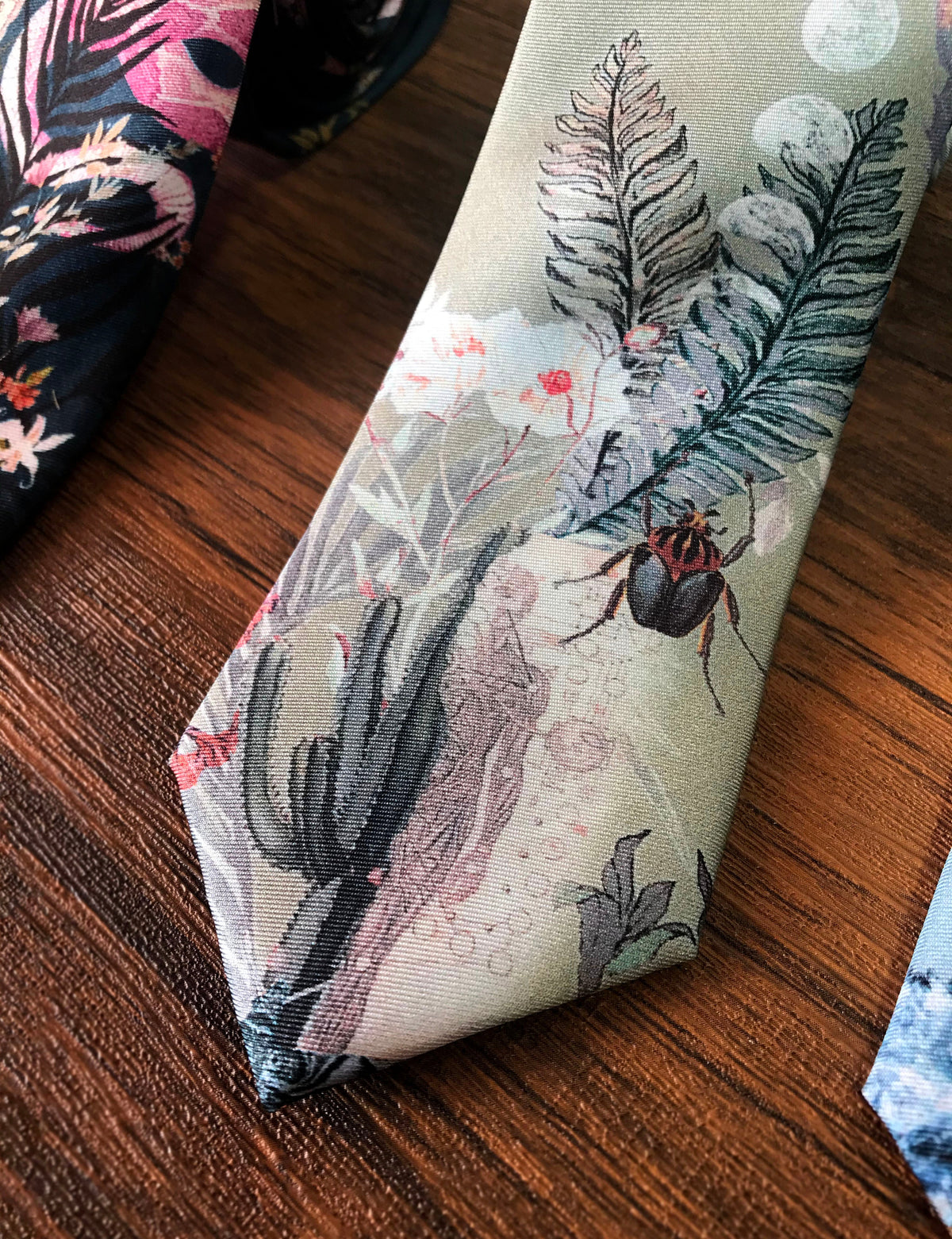 Sage Green Silk Tie, 'Mirage' Men's Luxury Tie in Sage Green