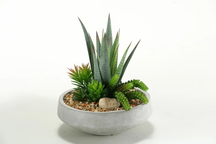 Artificial Mixed Succulents in Contemporary Planter