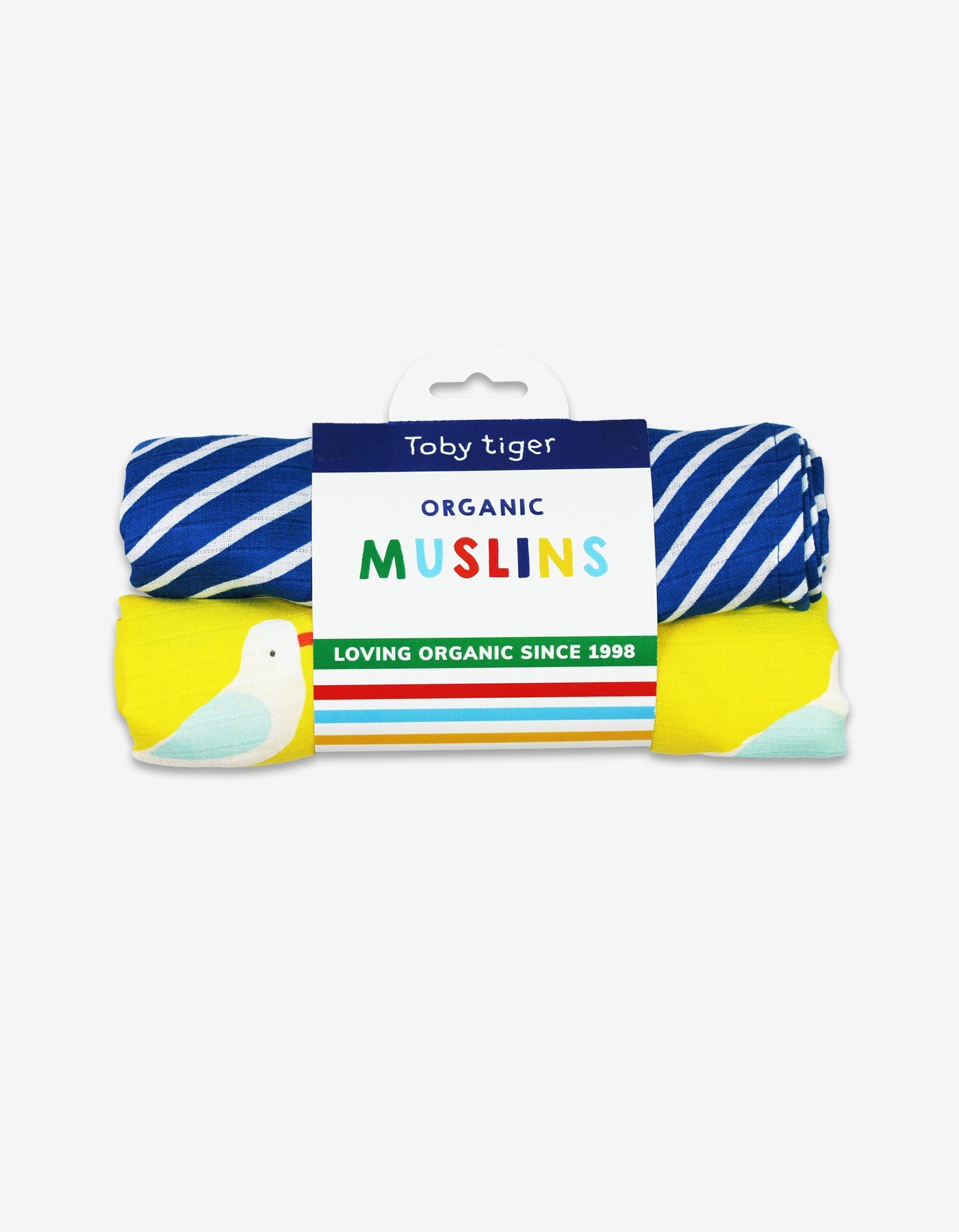 Premium Organic Cotton 2-Pack Seagull Print and Striped Muslin Cloths for Comfort and Style by Toby Tiger at brixbailey.com