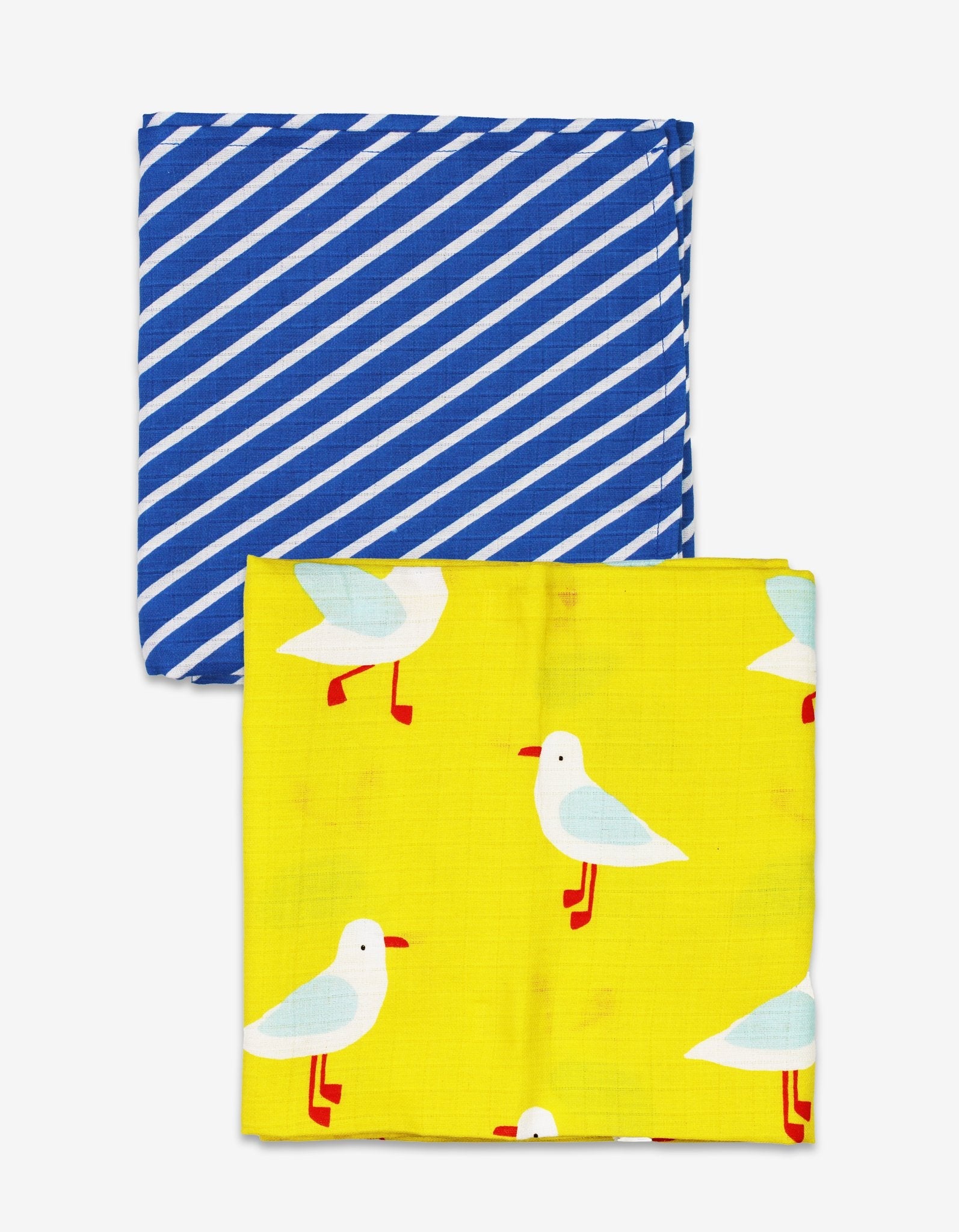 Premium Organic Muslin Cloths 2-Pack with Seagull Print and Nautical Stripes, Soft GOTS-Certified Cotton for Babies by Toby Tiger at brixbailey.com