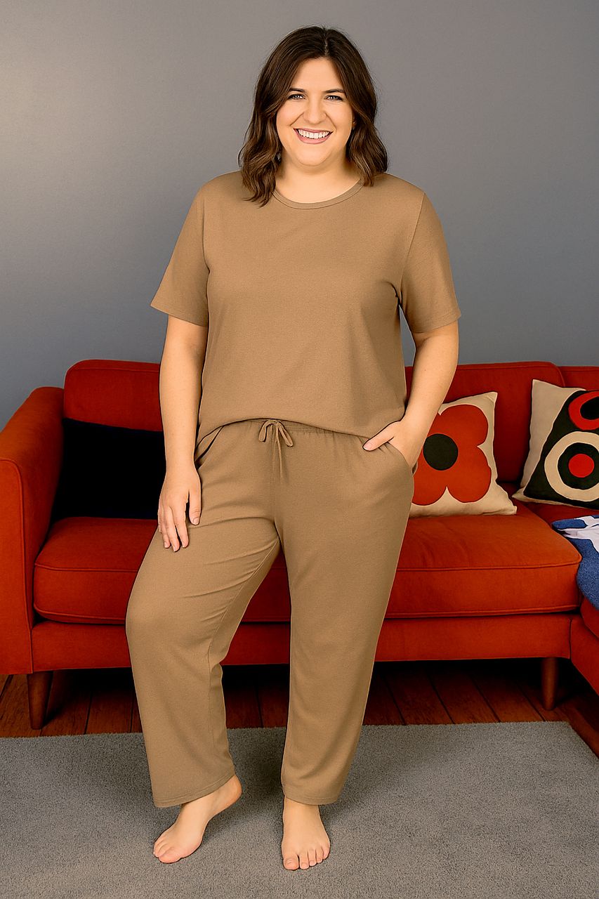 Mocha Cotton Breastfeeding Pyjamas | Nursing Loungewear Set | MilkyMoon
