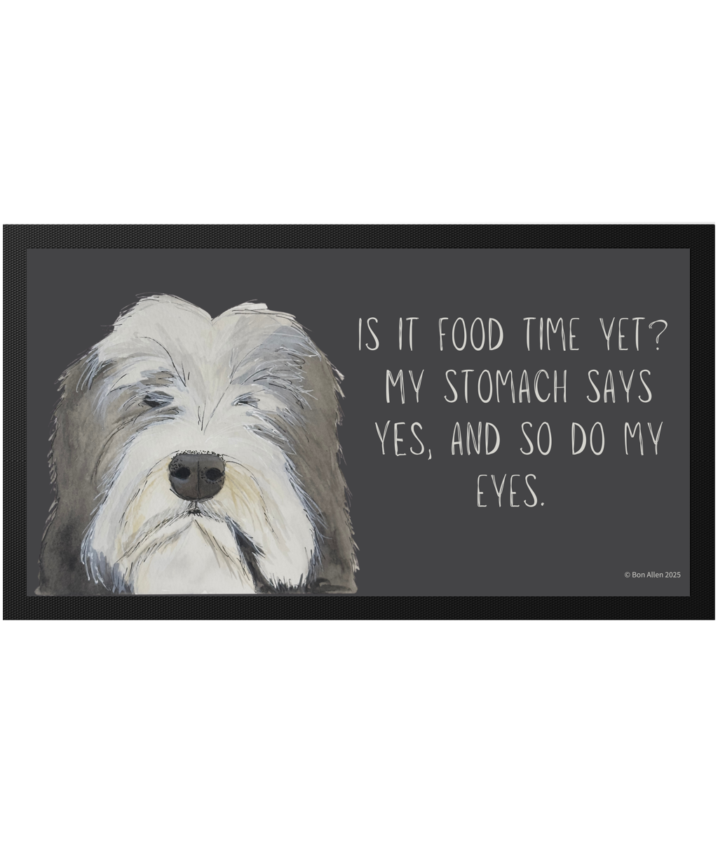 Bearded Collie Pet Bowl Mat – The 'Is It Food Time Yet?' Edition!