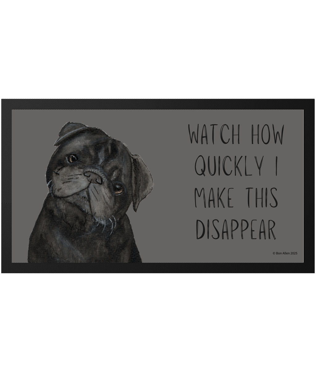 Pug Pet Bowl Mat – "Watch How Quickly I Make This Disappear!"