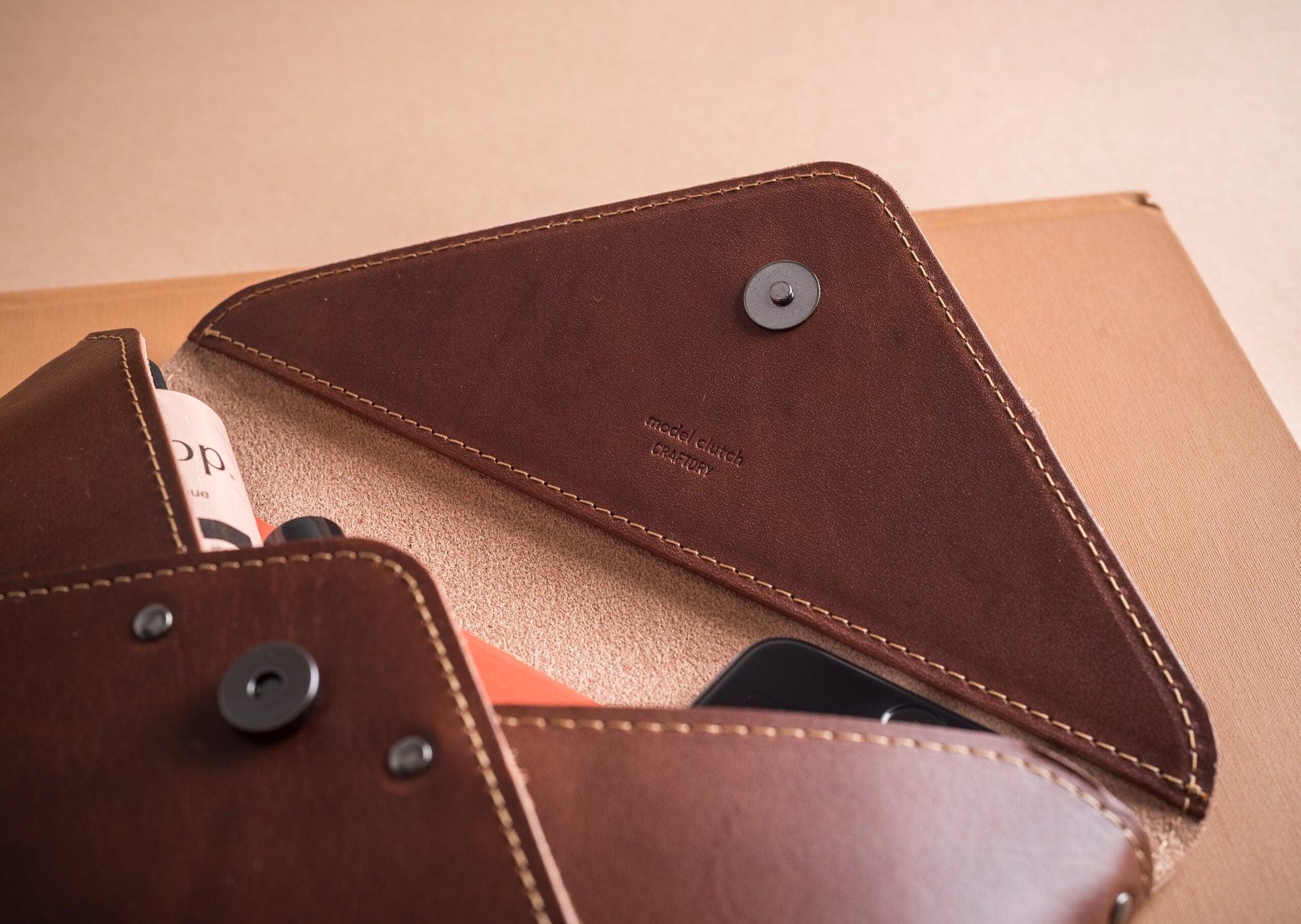 Model Leather Clutch Bag