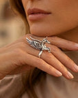 Gold/Silver Brass Pegasus Unicorn Statement Ring – Adjustable Ring
