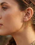 Boho Leaf Ear Cuff – Nature-Inspired Brass/Silver Statement Earrings