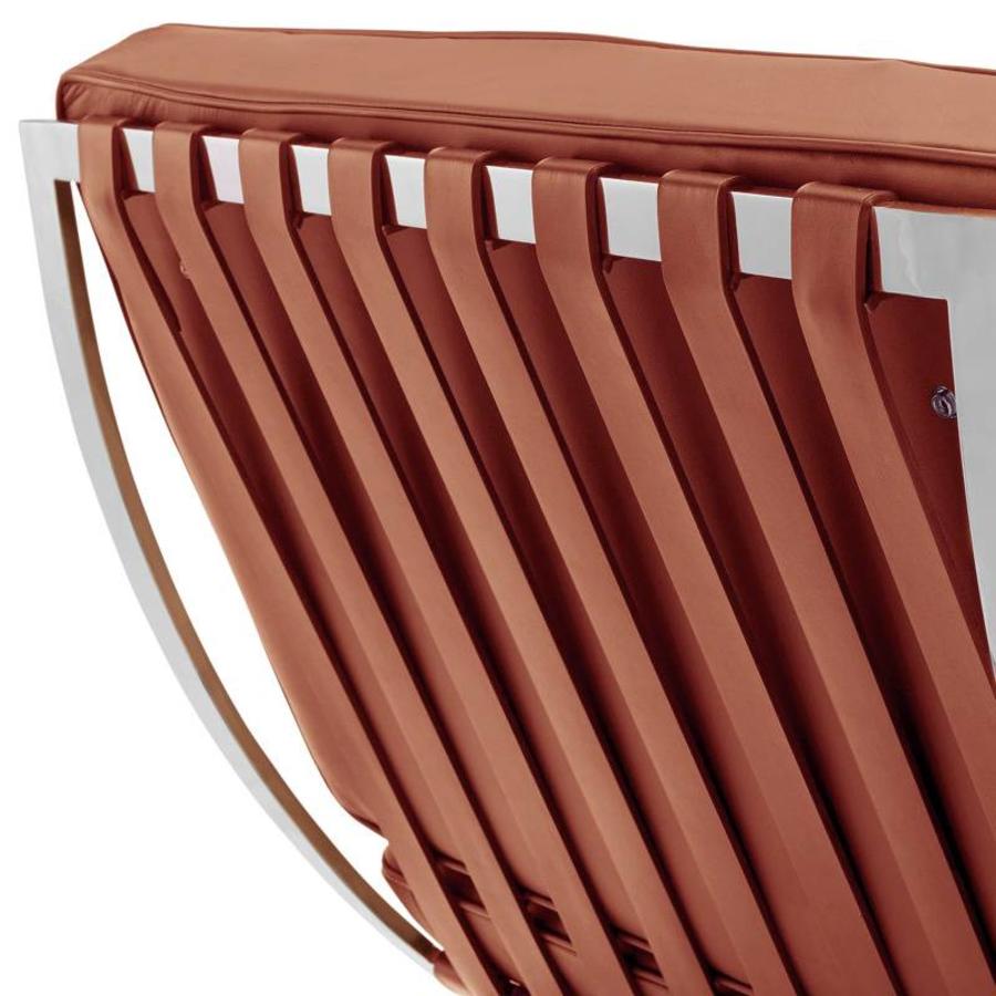 Modern Barcelona Chair And Footstool, Brown Leather