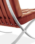 Modern Barcelona Chair And Footstool, Brown Leather