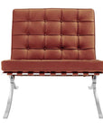 Modern Barcelona Chair And Footstool, Brown Leather