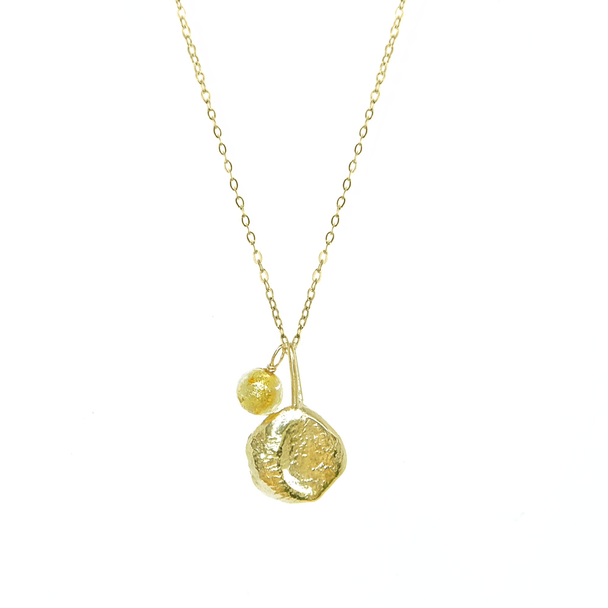 Molten Crescent Moon Necklace - Gold Vermeil