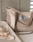 Beige Mom and Weekender Travel Bag