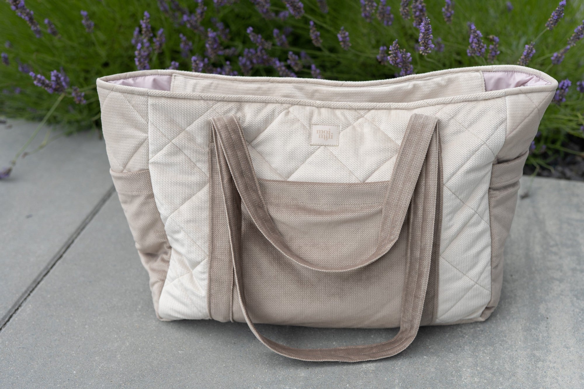 Beige Mom and Weekender Travel Bag