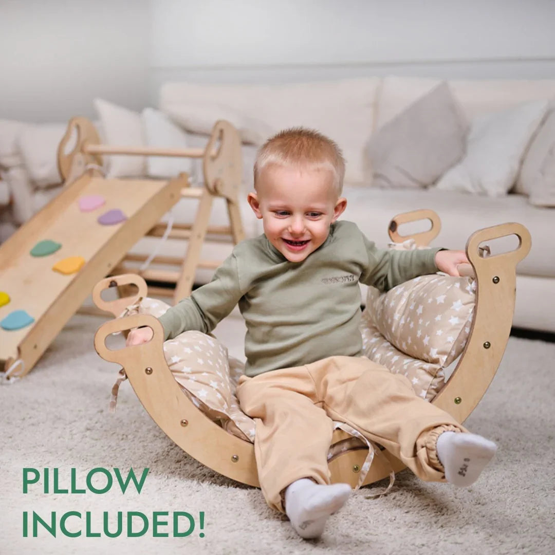 4in1 Montessori Climbing Frame: Pikler Triangle + Arch + Slide Board + Cushion for Toddlers (1–3 Years)-3