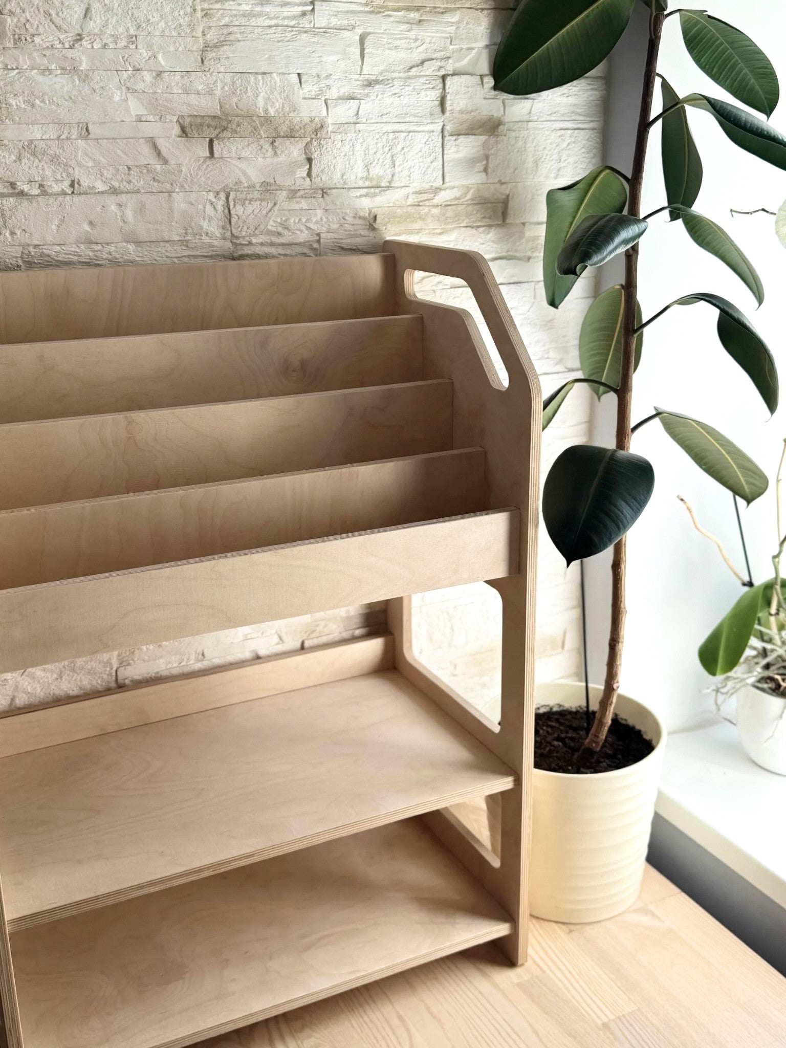 Montessori Wooden Kids Bookshelf with Toy Storage