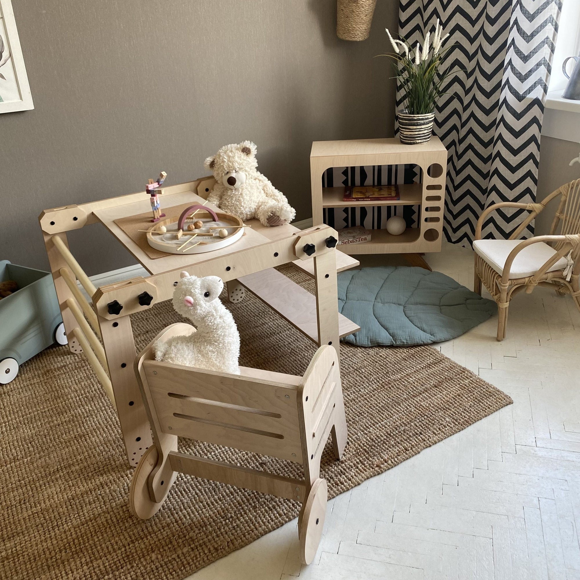 Montessori Climbing Set and Multiuse Table with Drawing Board