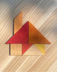 Wooden Tangram Puzzle with Travel Bag in Warm Tones