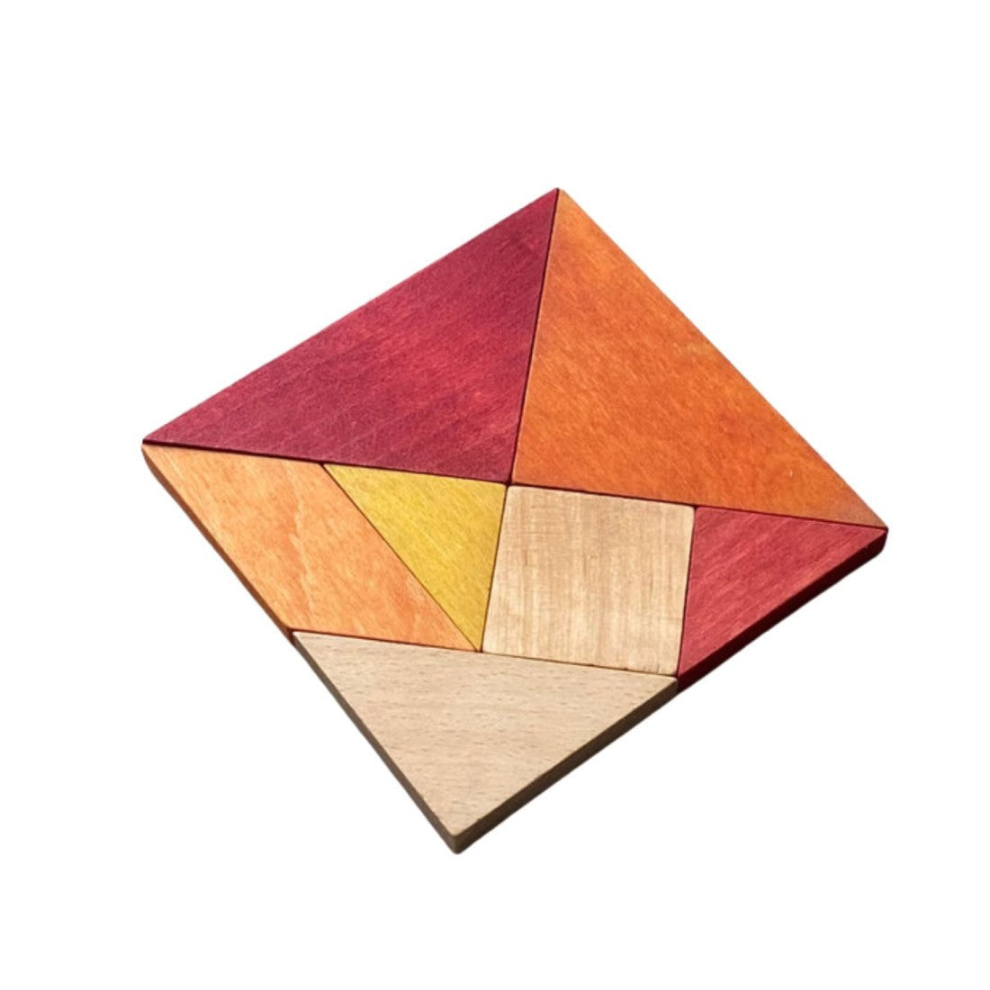 Wooden Tangram Puzzle with Travel Bag in Warm Tones